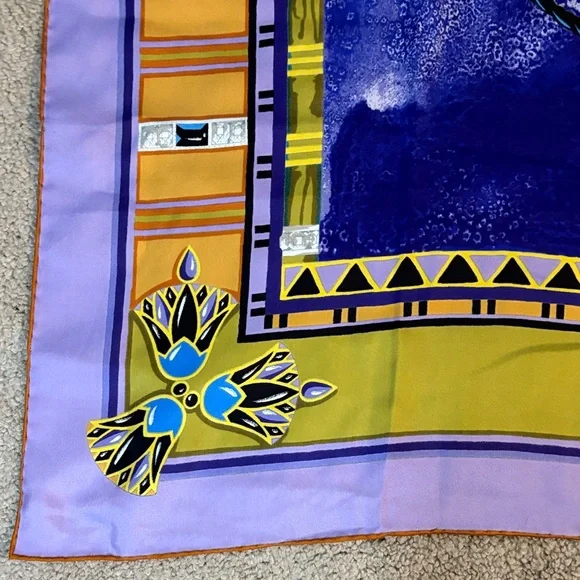 Elegant Purple and Gold Designer Scarf - Picture 4 of 10